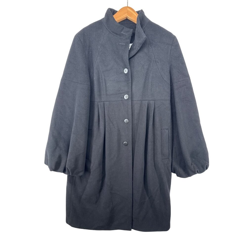 Nicole Miller Collection Womens Coat Sz 12 Black Cashmere Wool Blend NEW Peacoat